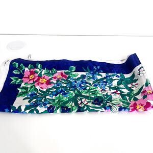 Vintage Alaska Scarf Co Floral Water Silk Scarf 34 X 34 Blue Pink Green Tropical